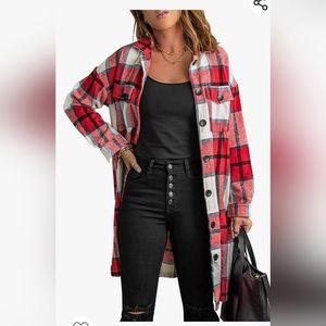 Long flannel shacket